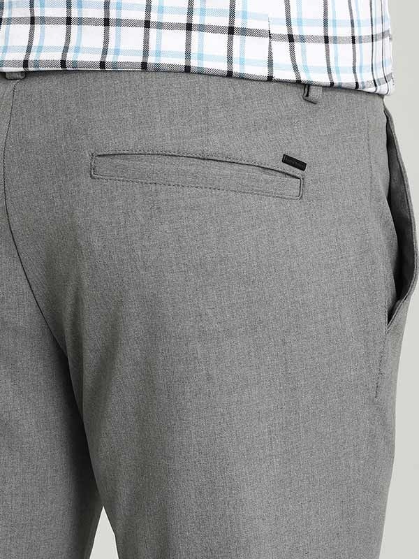 Indian Terrain Men's Comfort Fit Solid Grey Trousers